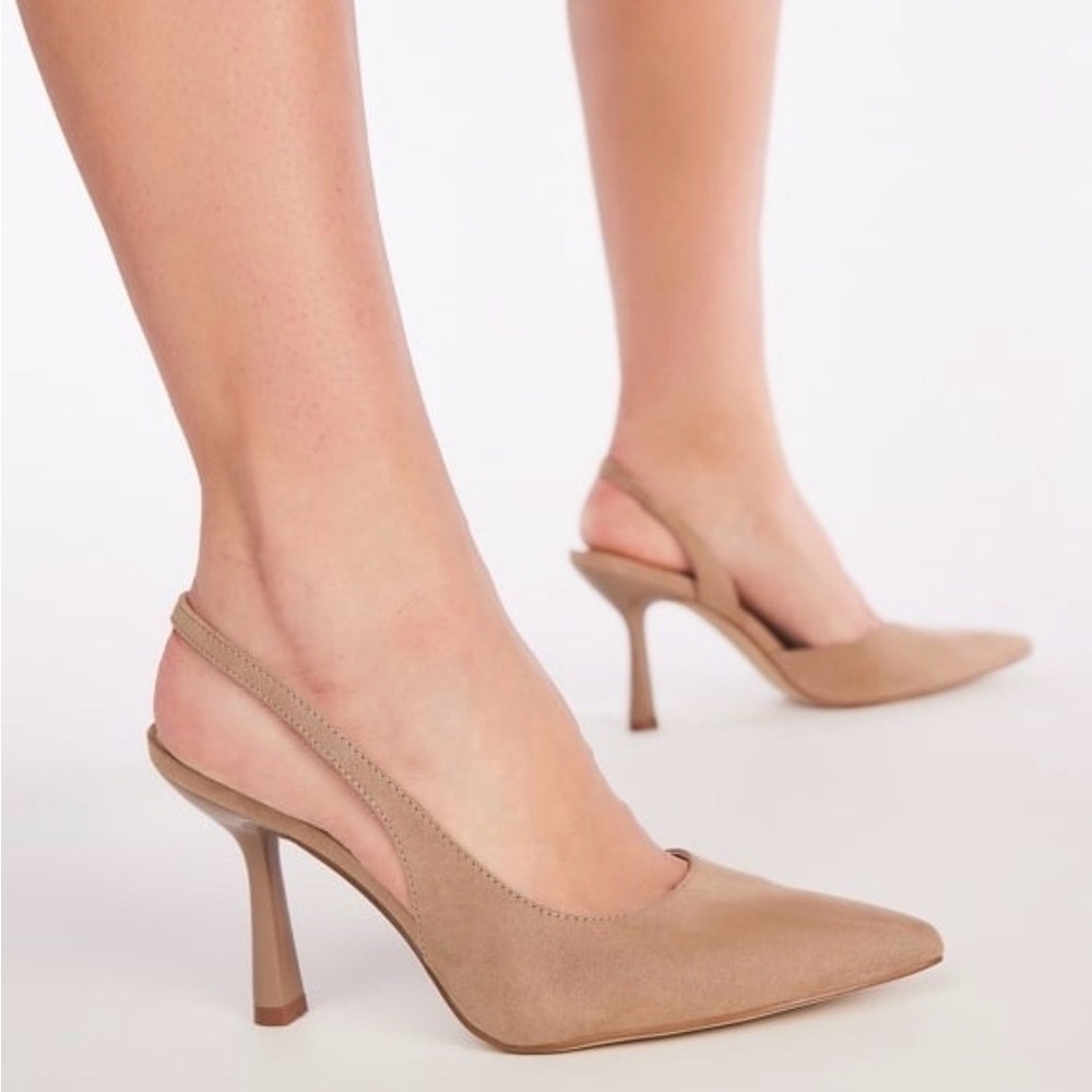 Elegant Taupe Slingback Heels, Size 11